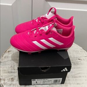 Adidas Hot Pink Cleats Soccer Shoes kids size 1 with White Accents New in Box.
